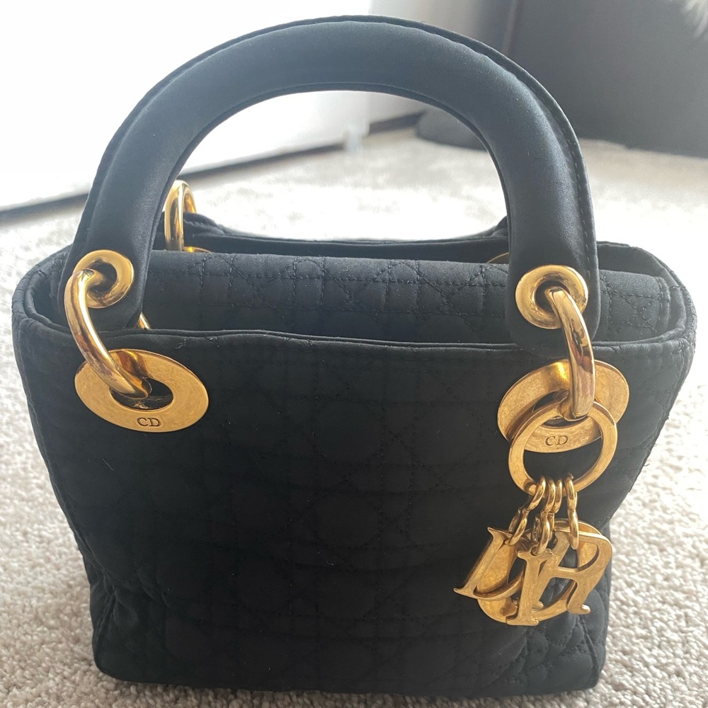 Dior Black Mini Lady Dior Tote with Gold Hardware